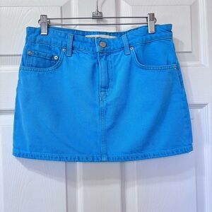 Grlfrnd Niki Mini Skirt Womens 26 Malibu Canyon Blue Denim Revolve Casual Sexy